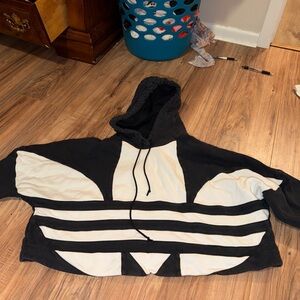 adidas Black and White Crop Hoodie